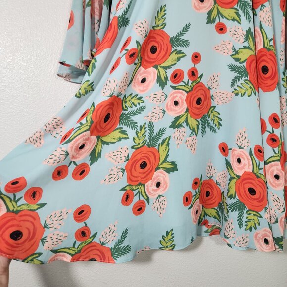 {Anthro} Paper Crown + Rifle Paper Co. Fluttered Blooms Swing Dress Oversized S - Picture 5 of 16